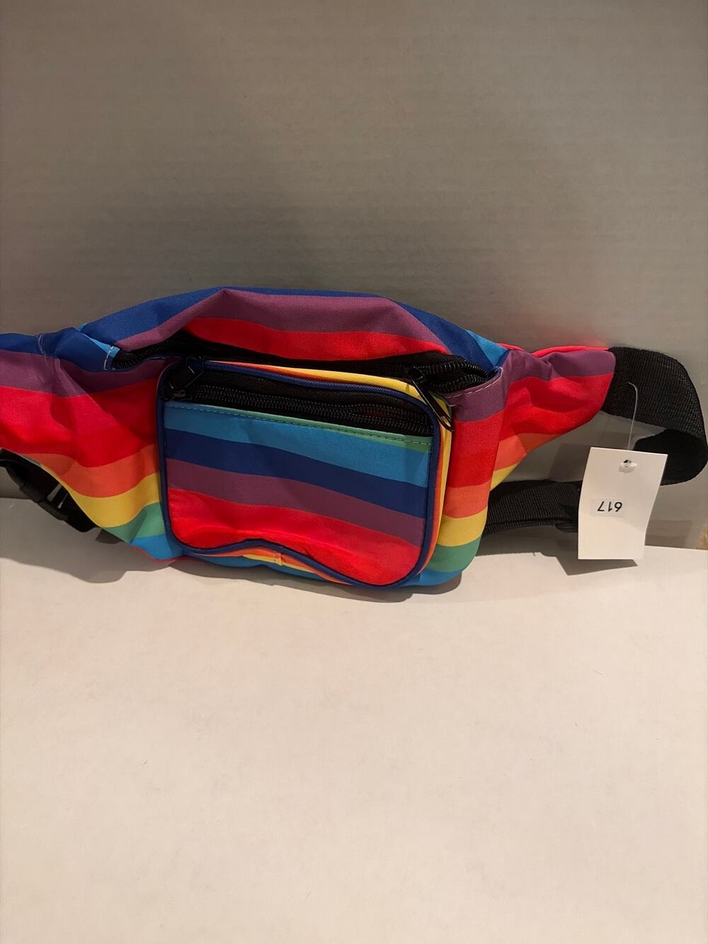 UB rainbow-striped fanny pack (waist bag). NWT